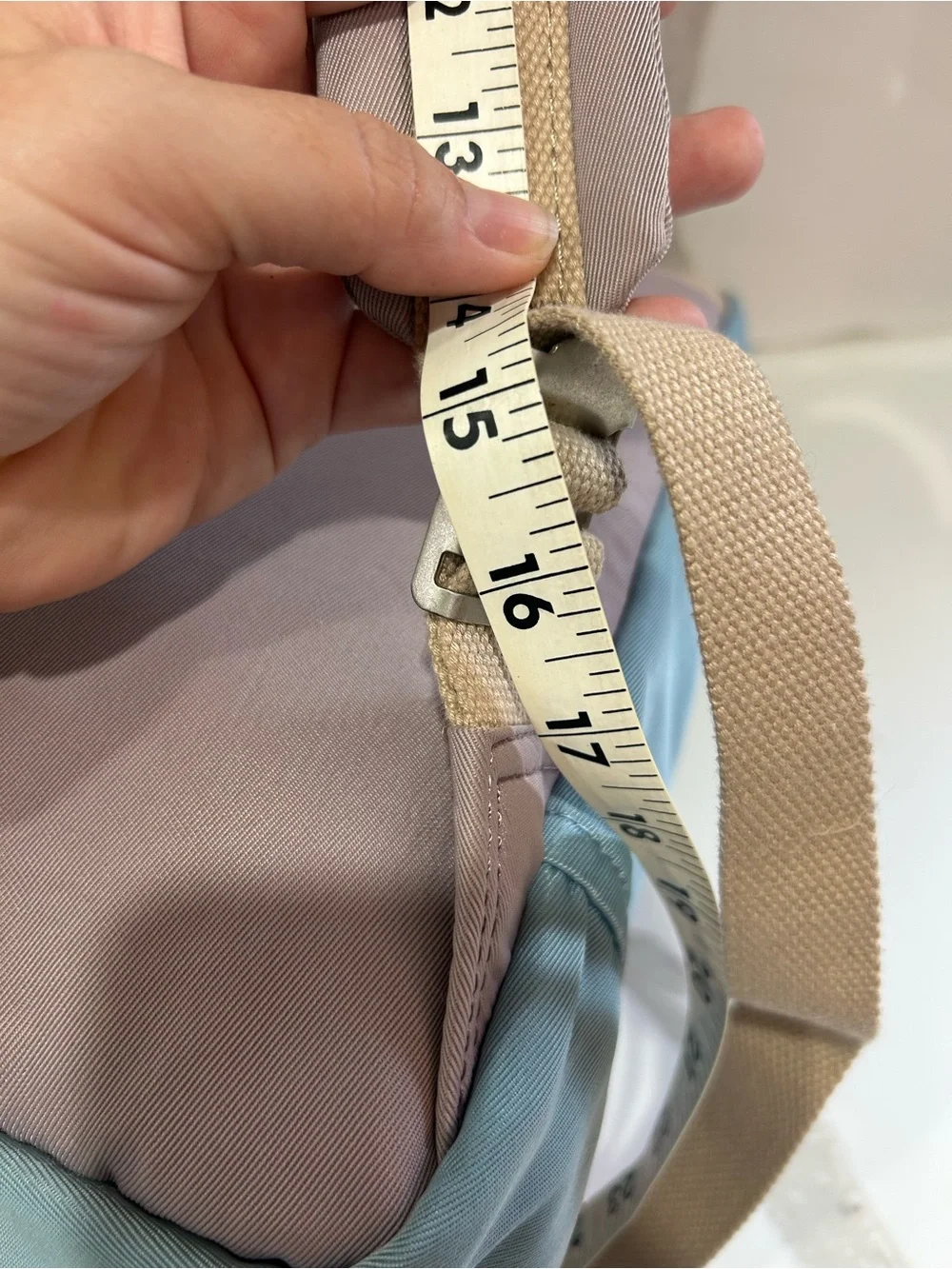 Doughnut Macaroon Blue & Lavender Canvas Backpack with Tan Accents - Women